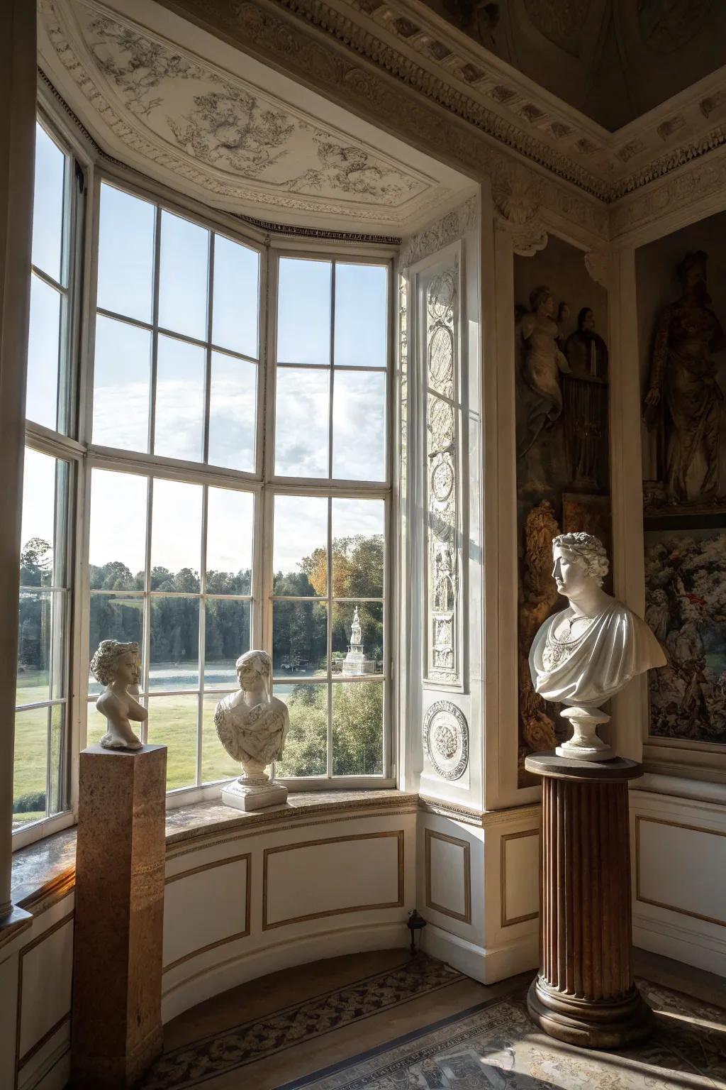 Show off your art collection in a stylish bay window gallery.