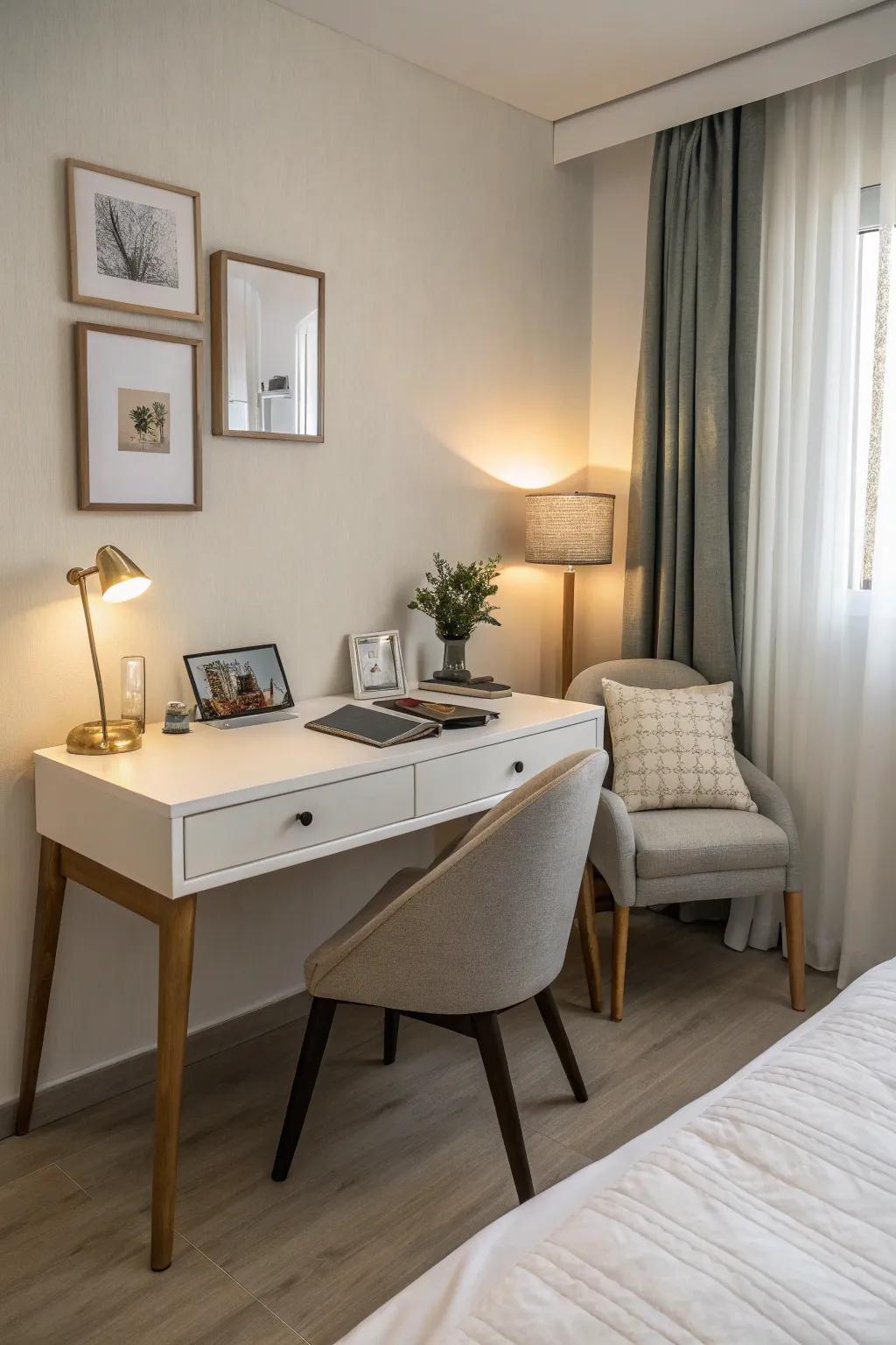Maintain lightness with a minimalist desk design.