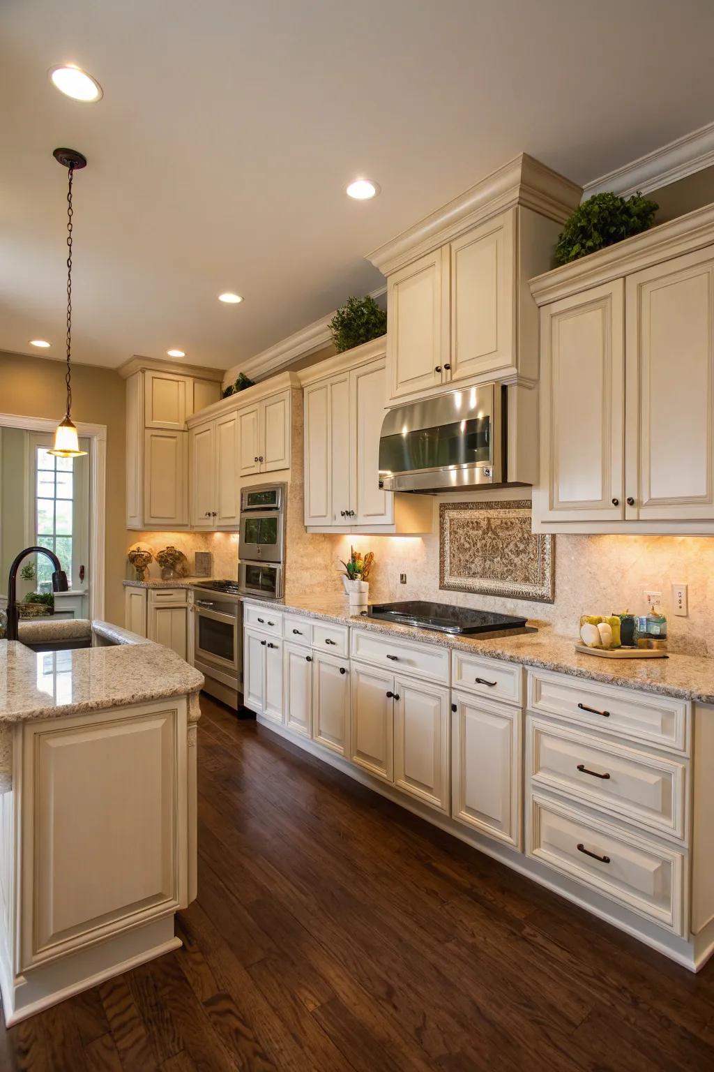 Linen walls provide a fluid, cohesive backdrop.