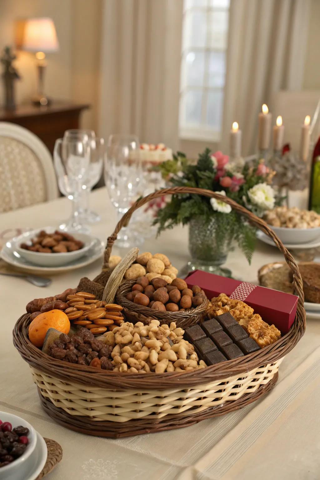 Enjoy a harmonious treat with this sweet and savory basket.