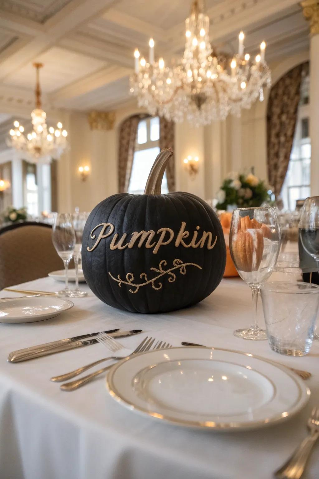 An ebony gourd showcasing sophisticated penmanship, ideal for a refined ornamentation.