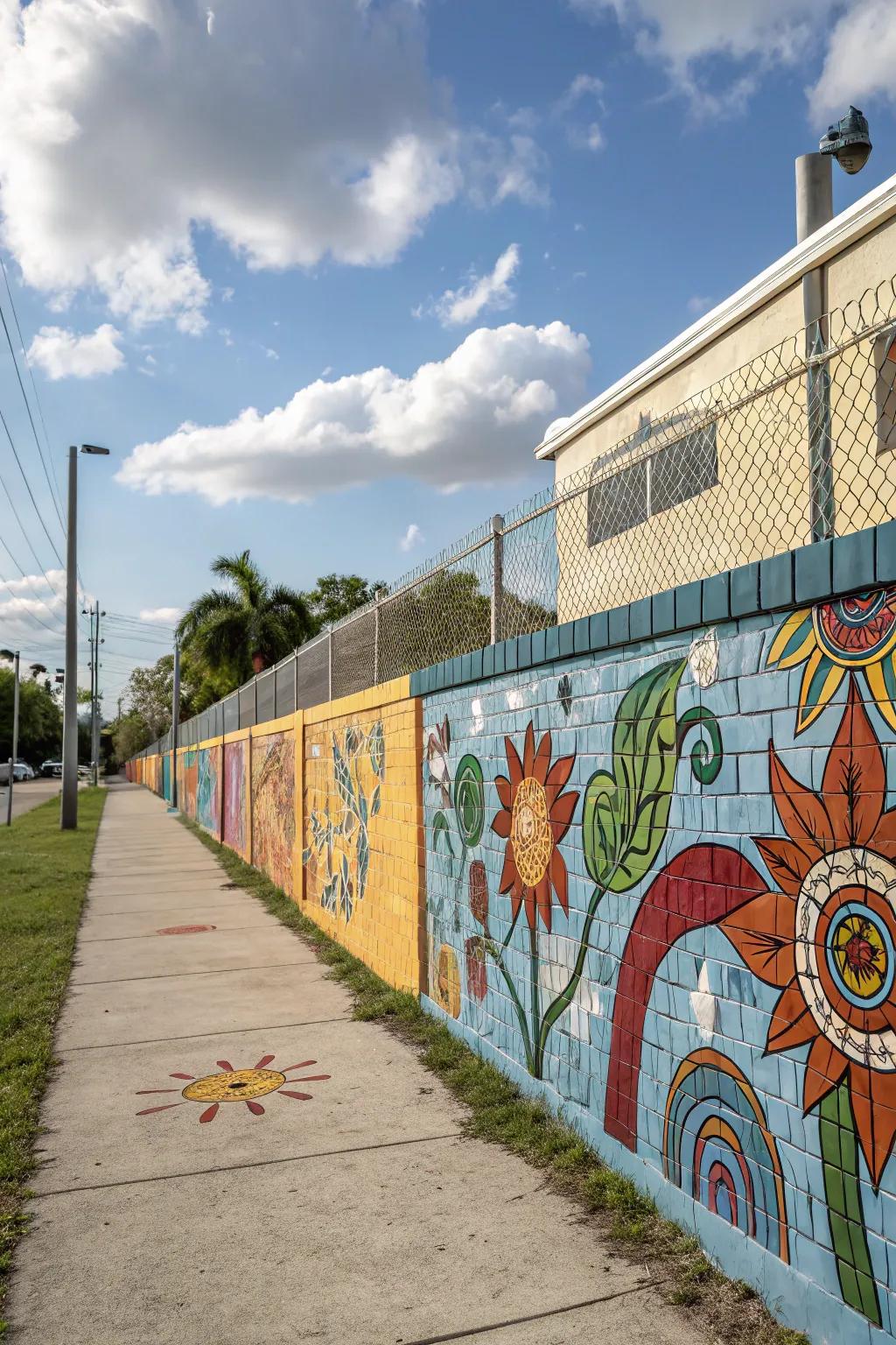 Articulate dynamic artistry through frescoes or mosaic designs.