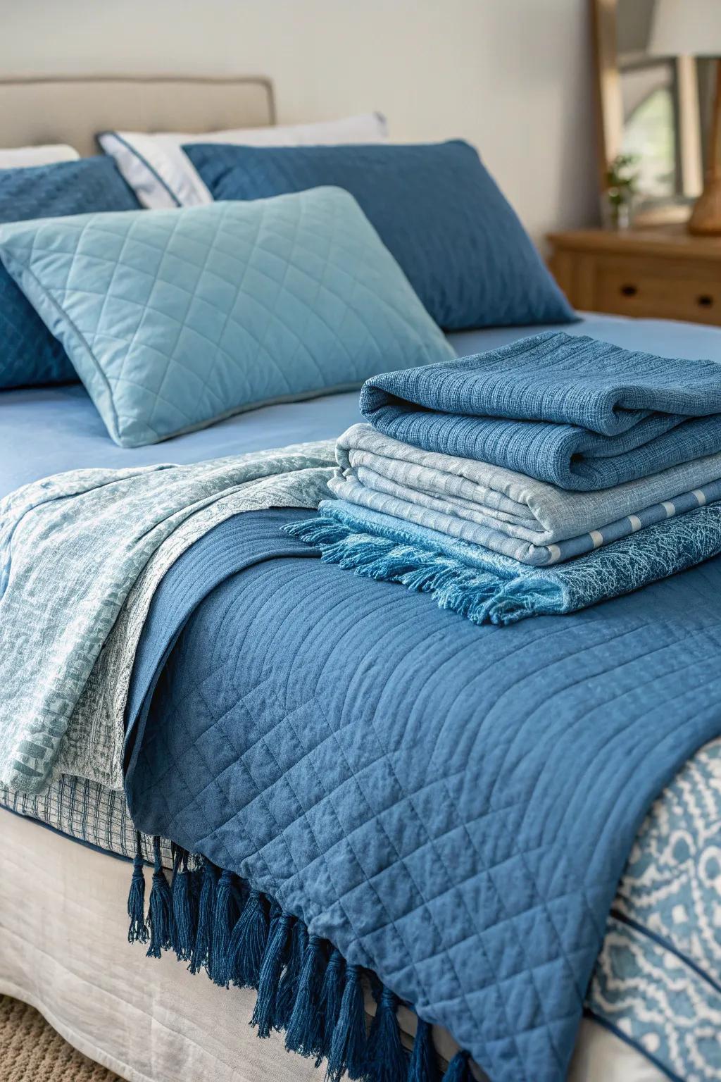 Layered bedding provides extra comfort and adds a stylish detail.
