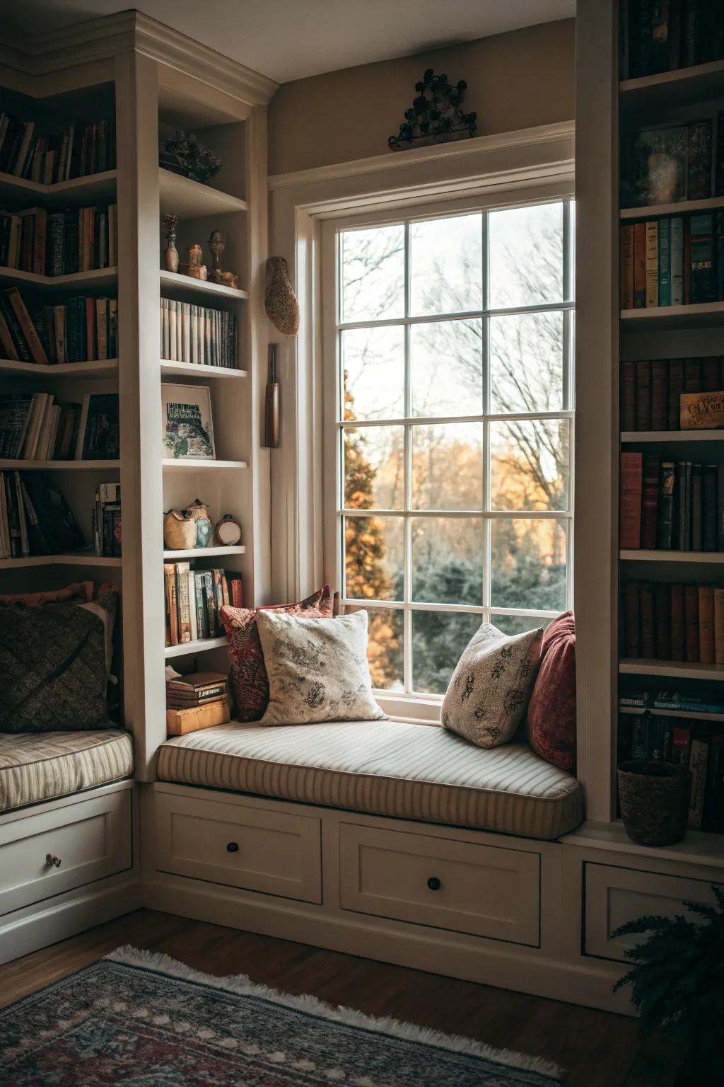 Unite comfort and flair with a cushioned window seat.