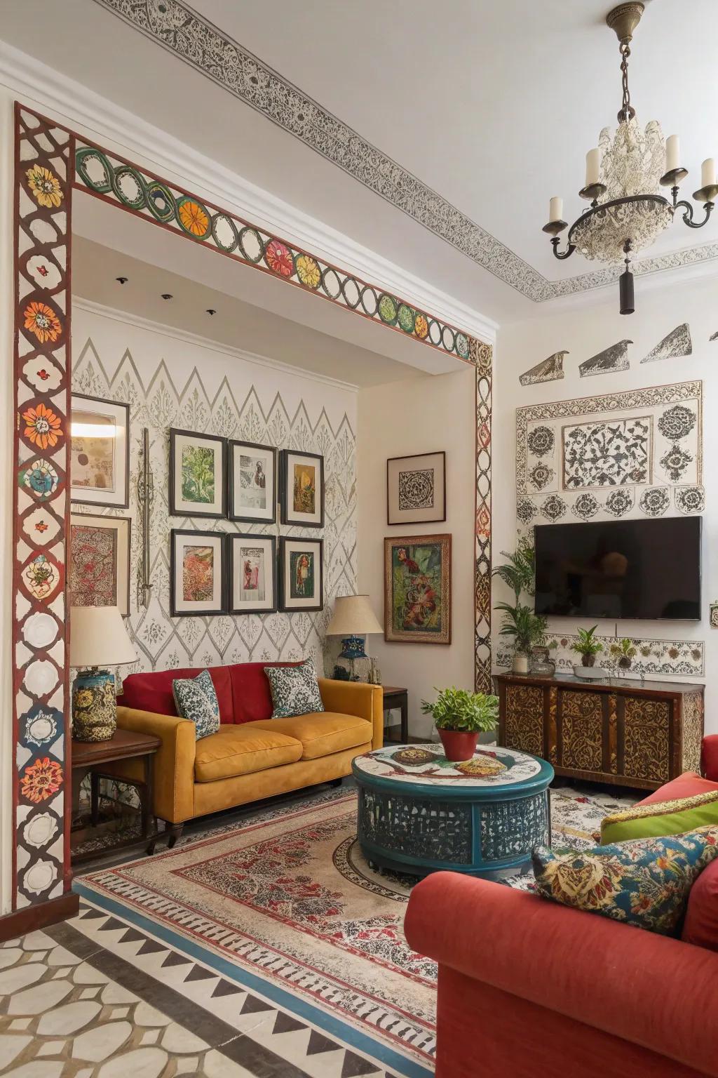 Blend and harmonize styles for a distinctive and eclectic border design.