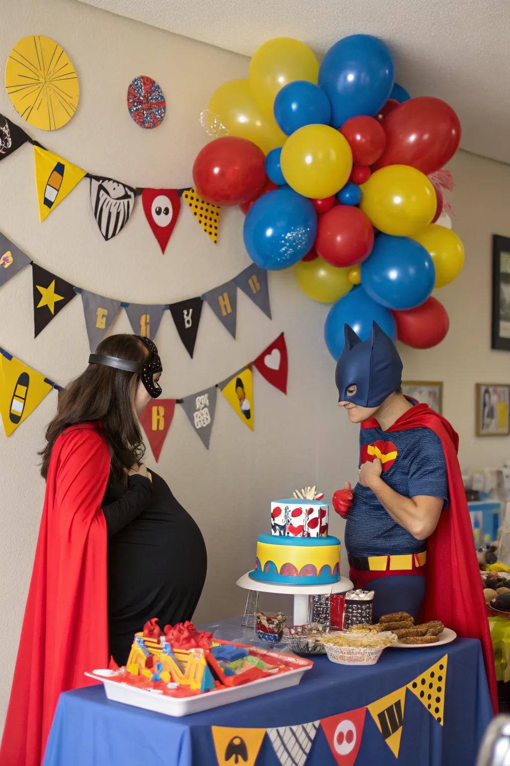 A superhero baby shower ready for action and adventure