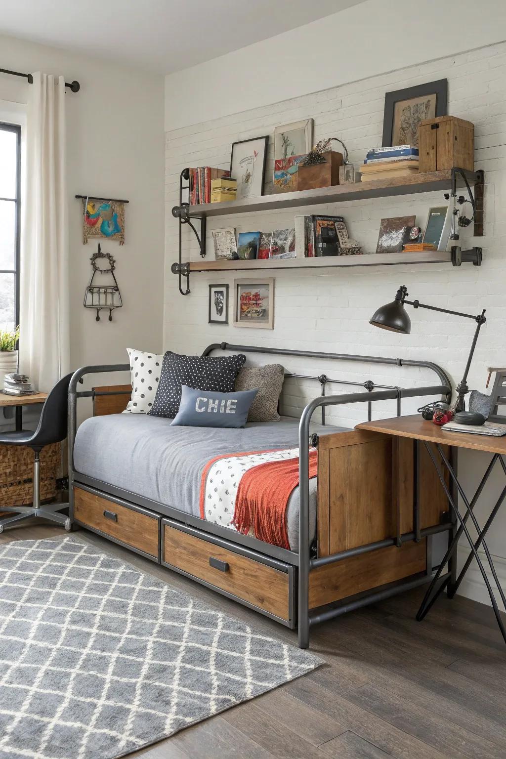 Cool and strong loft life daybed.