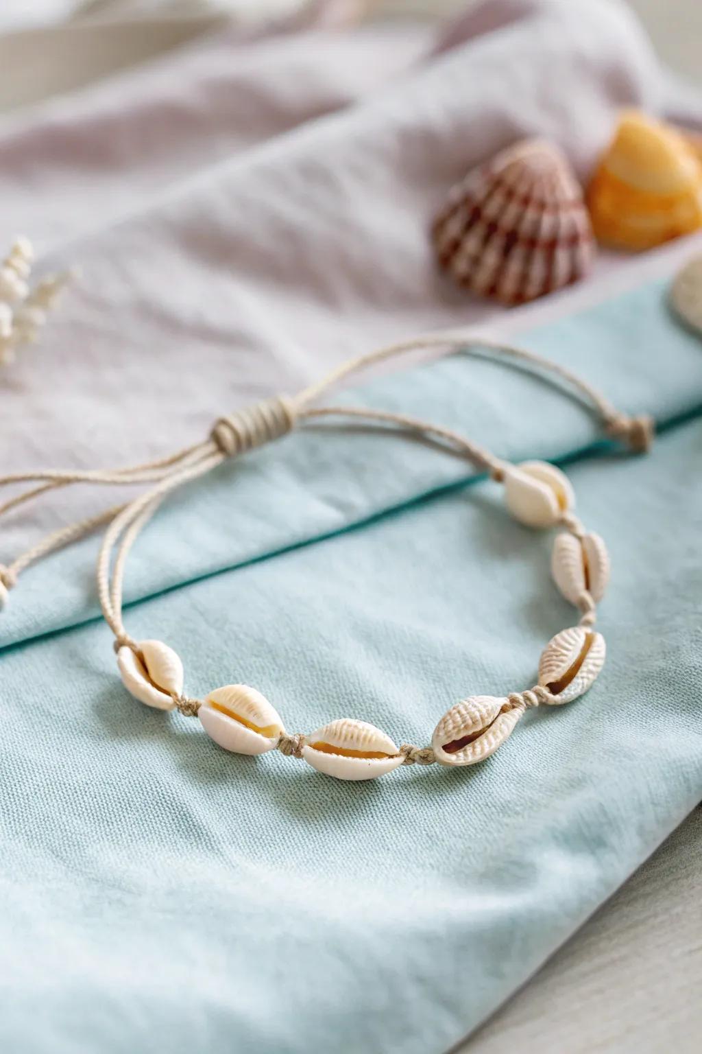 Seize the essence of the sea with this charming seashell bangle — a straightforward yet exquisite memento of sun-kissed coast days.