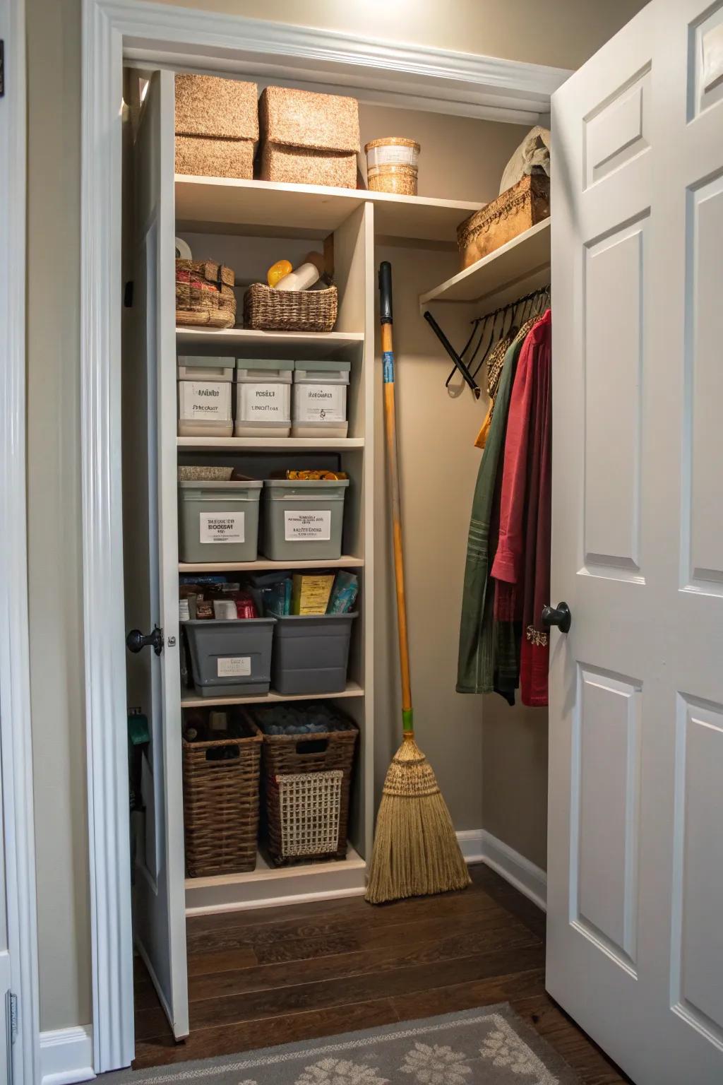 Use hidden compartments to keep your closet looking tidy and organized.