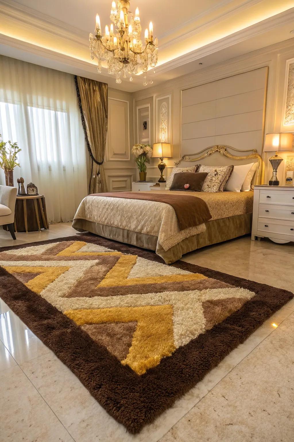 A plush area rug includes convenience and unifies the space.