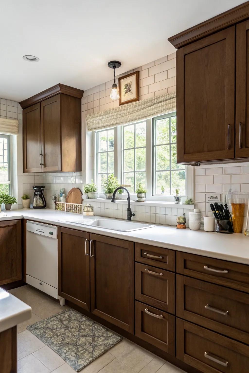 Immaculate alabaster elements furnish a revitalizing comparison to sienna.