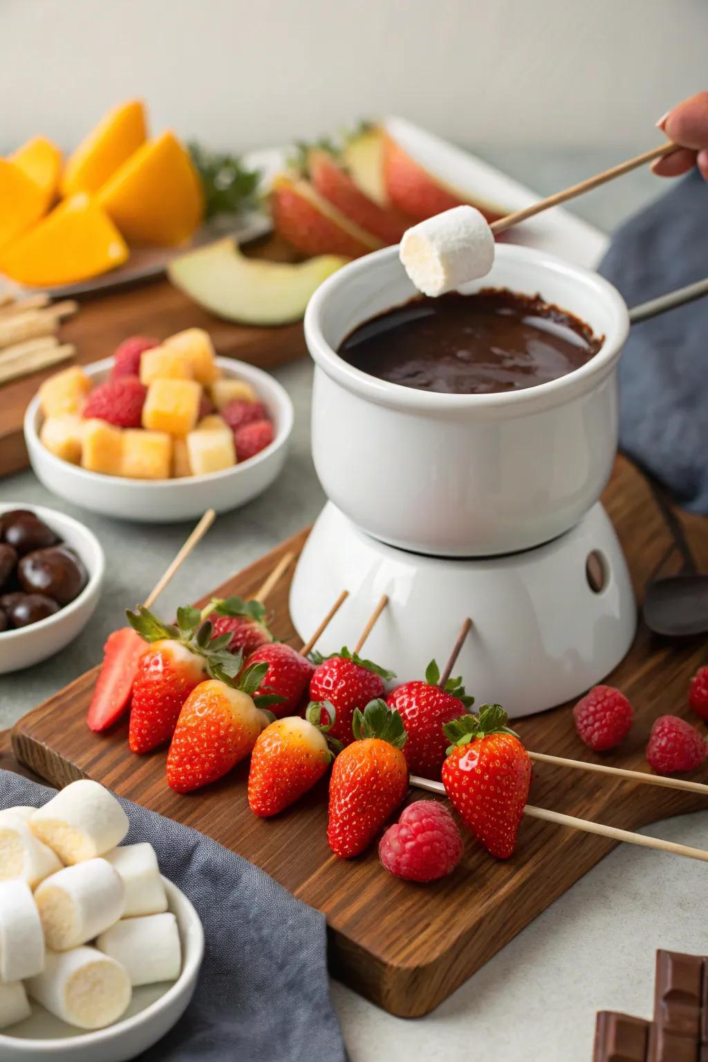 A sumptuous chocolate dip station for indulgent dipping.