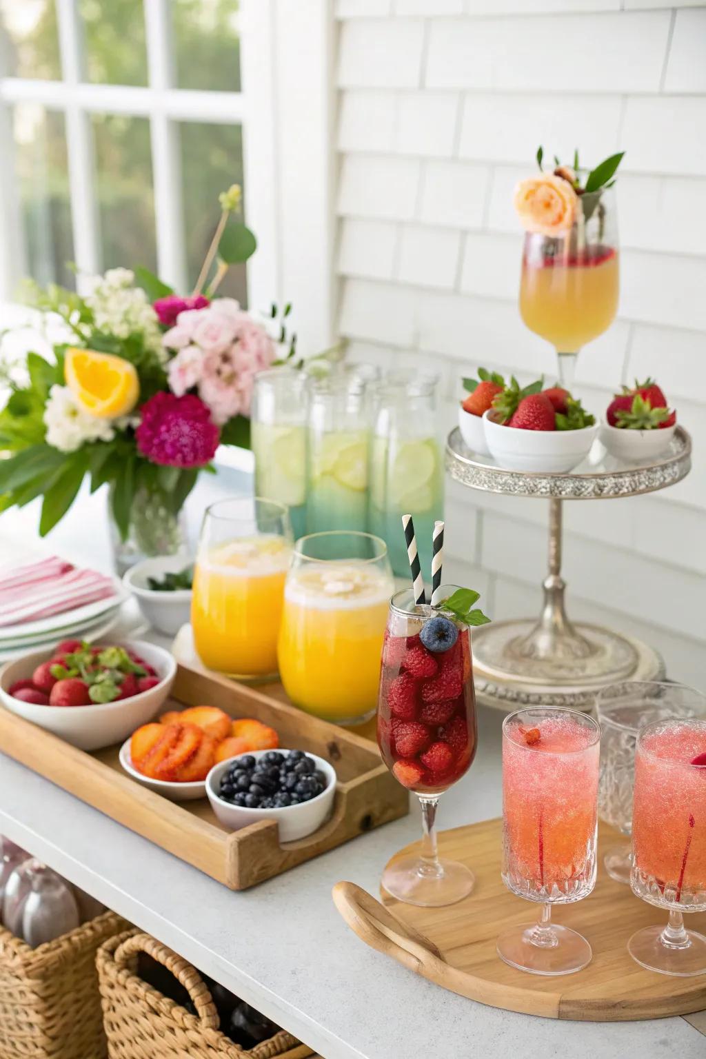 A distinctive drink center welcomes guests with style.