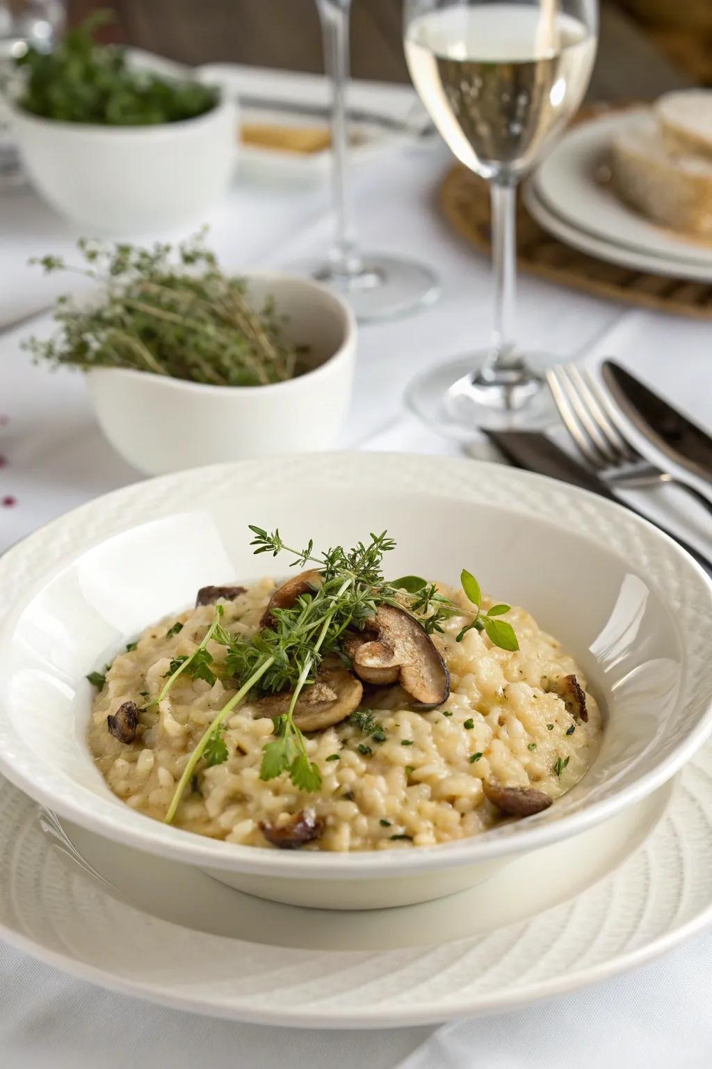 A creamy mushroom risotto, rich and comforting.
