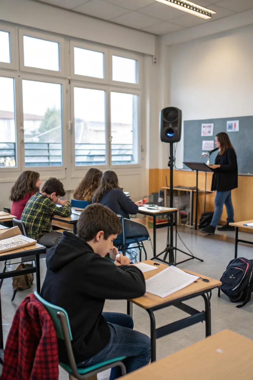 Soothing sounds can amplify the tranquility of a classroom.
