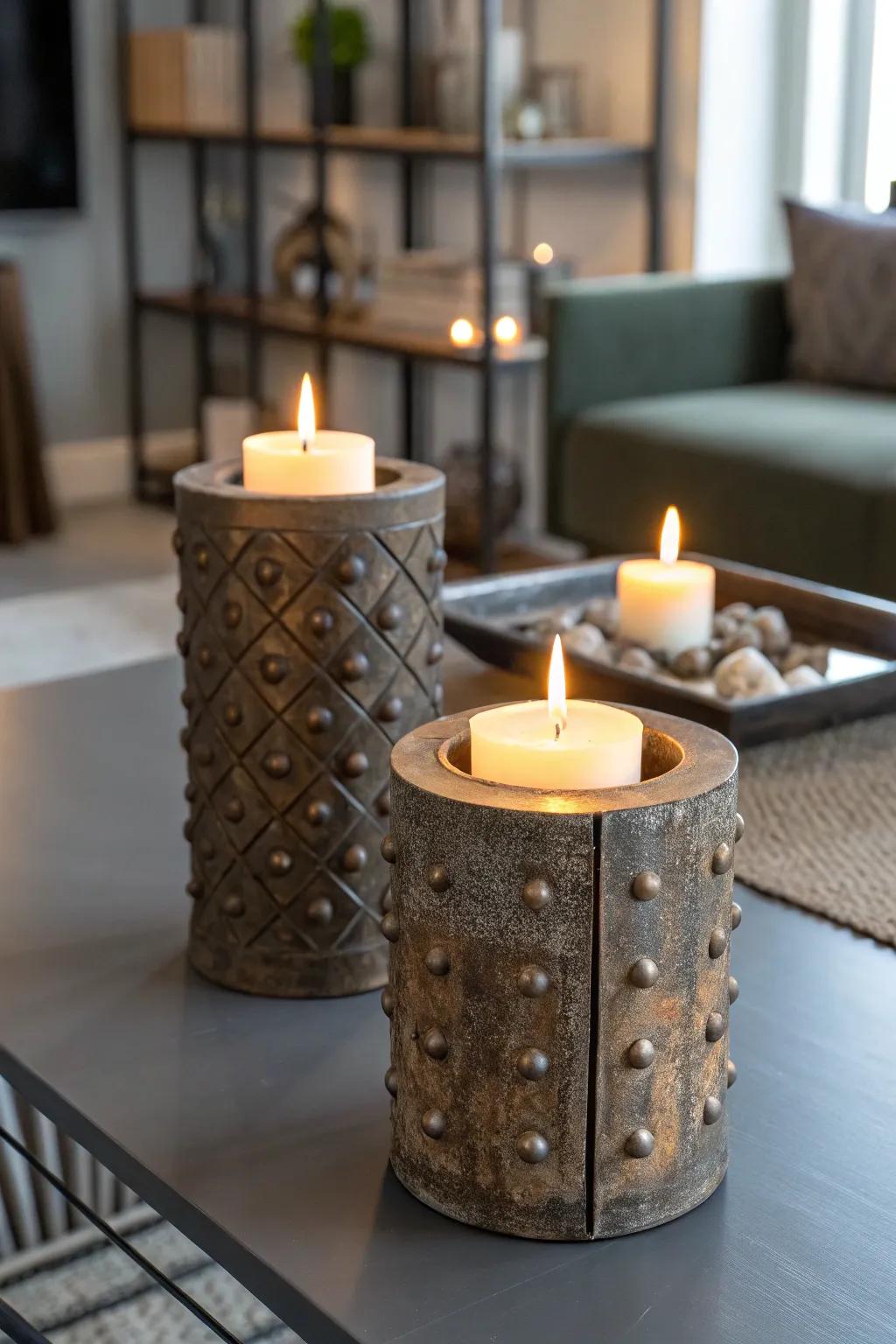 Metal accents create an industrial-chic look.