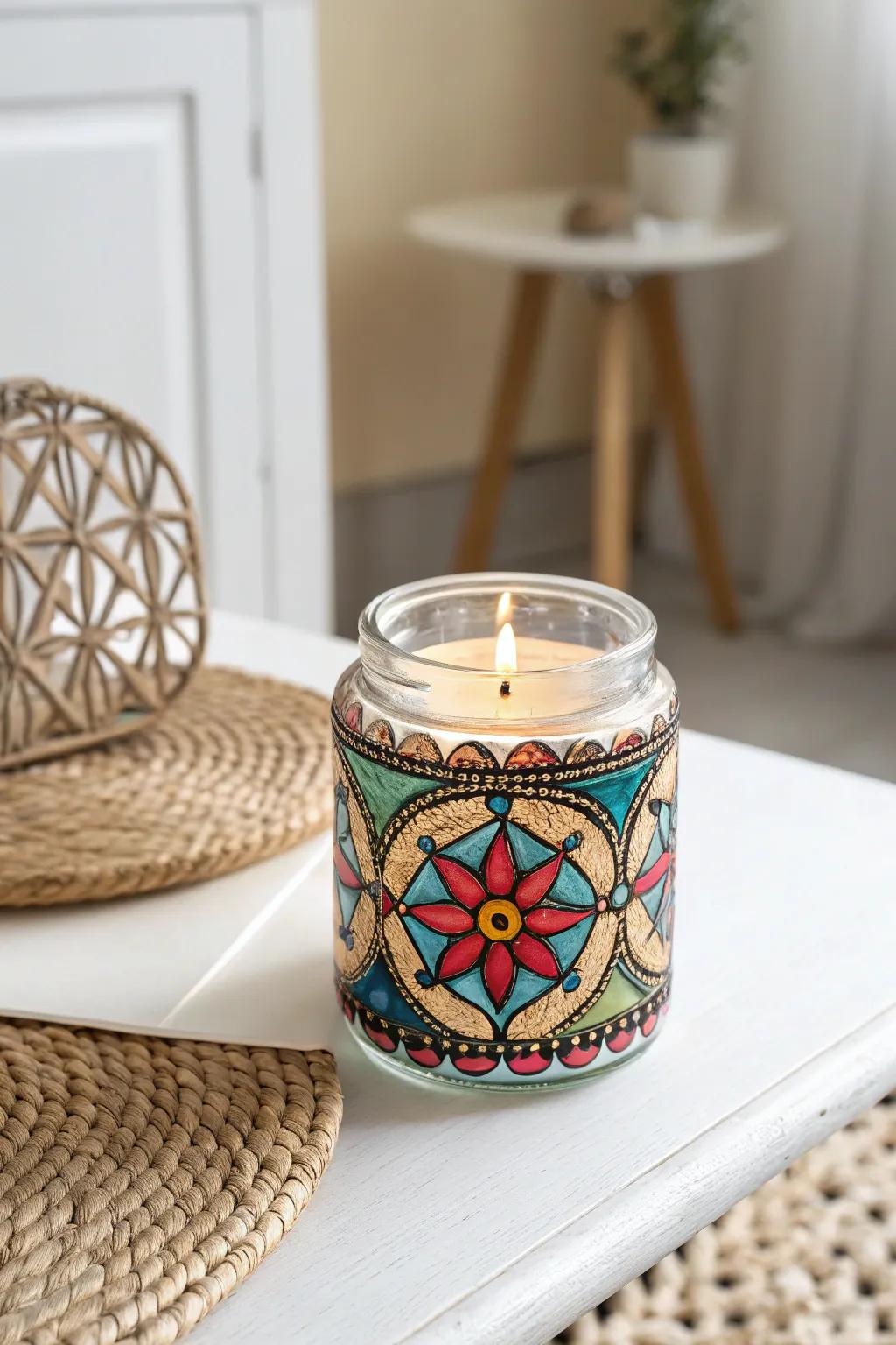 Illuminate your environment through a vitreous hue candle container that revives childhood inventiveness and infuses a hint of Bohemian grace.