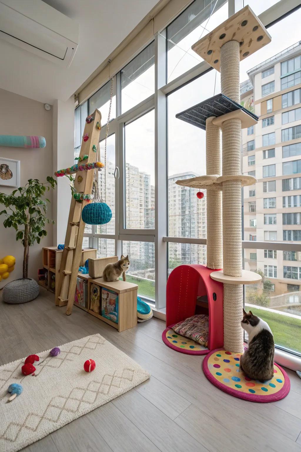An amusing corner for dynamic cats.