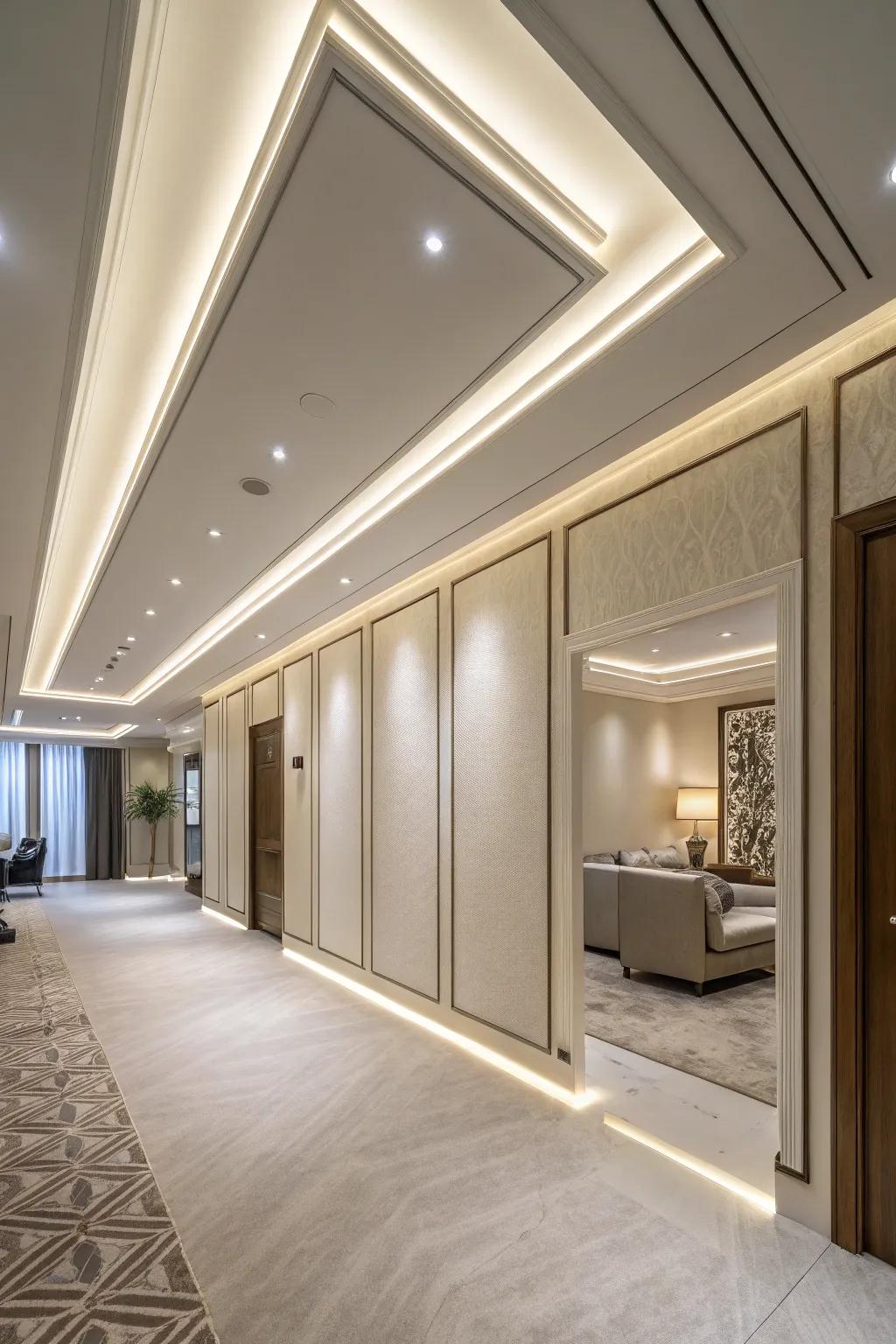 Orchestrate balance through unified ceiling and room design components.