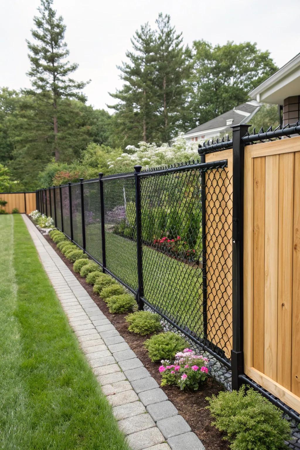 Wood panels infuse your fence with sophistication.