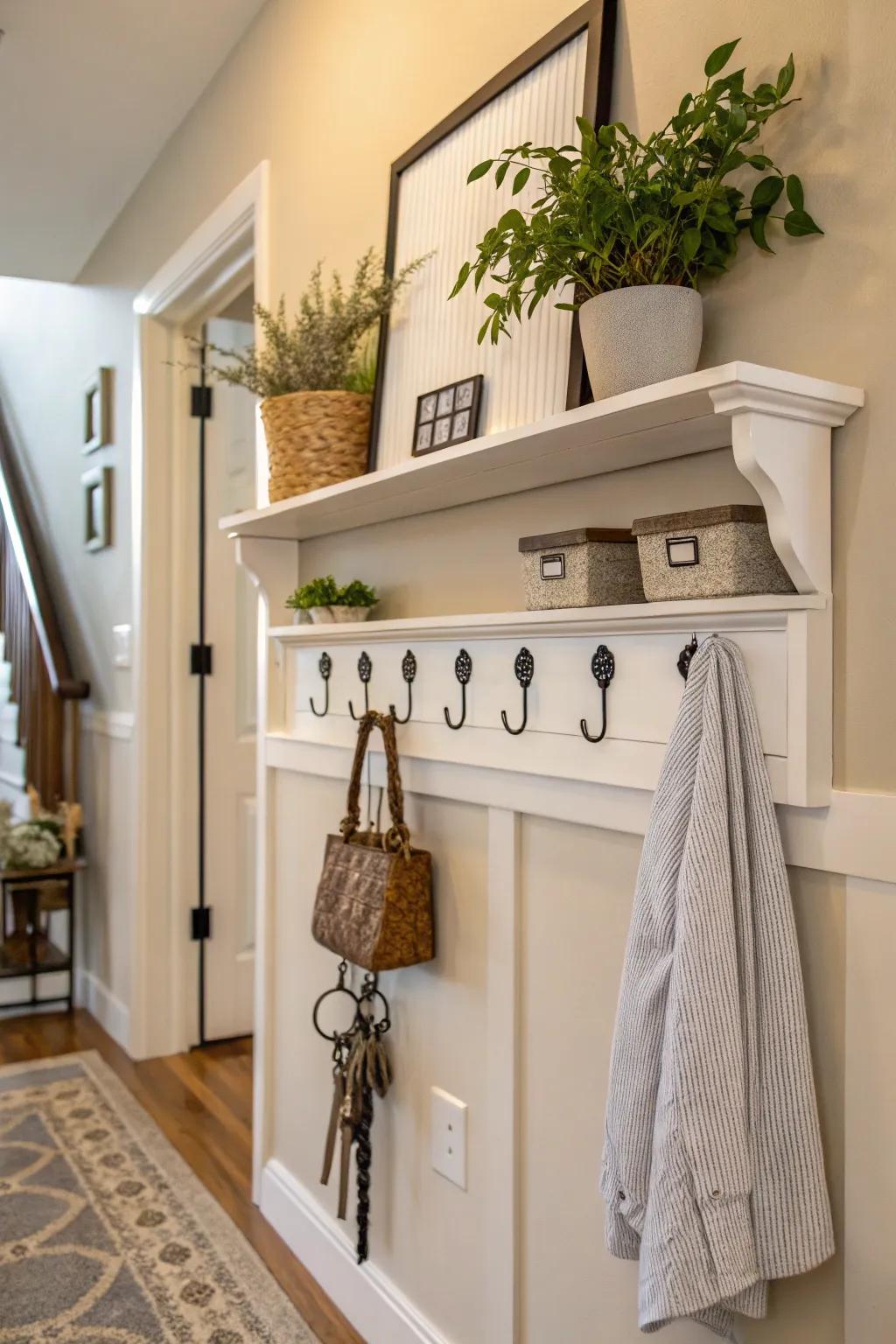 A utilitarian and inviting entryway solution.
