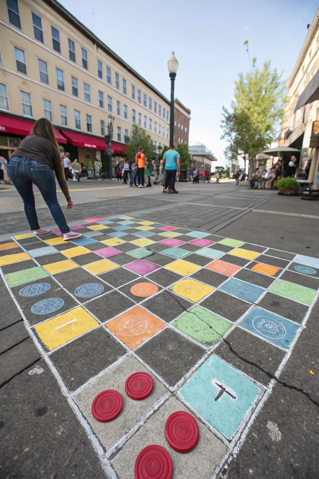 A playful art stick-sketched drafts board ready for open-air joy.