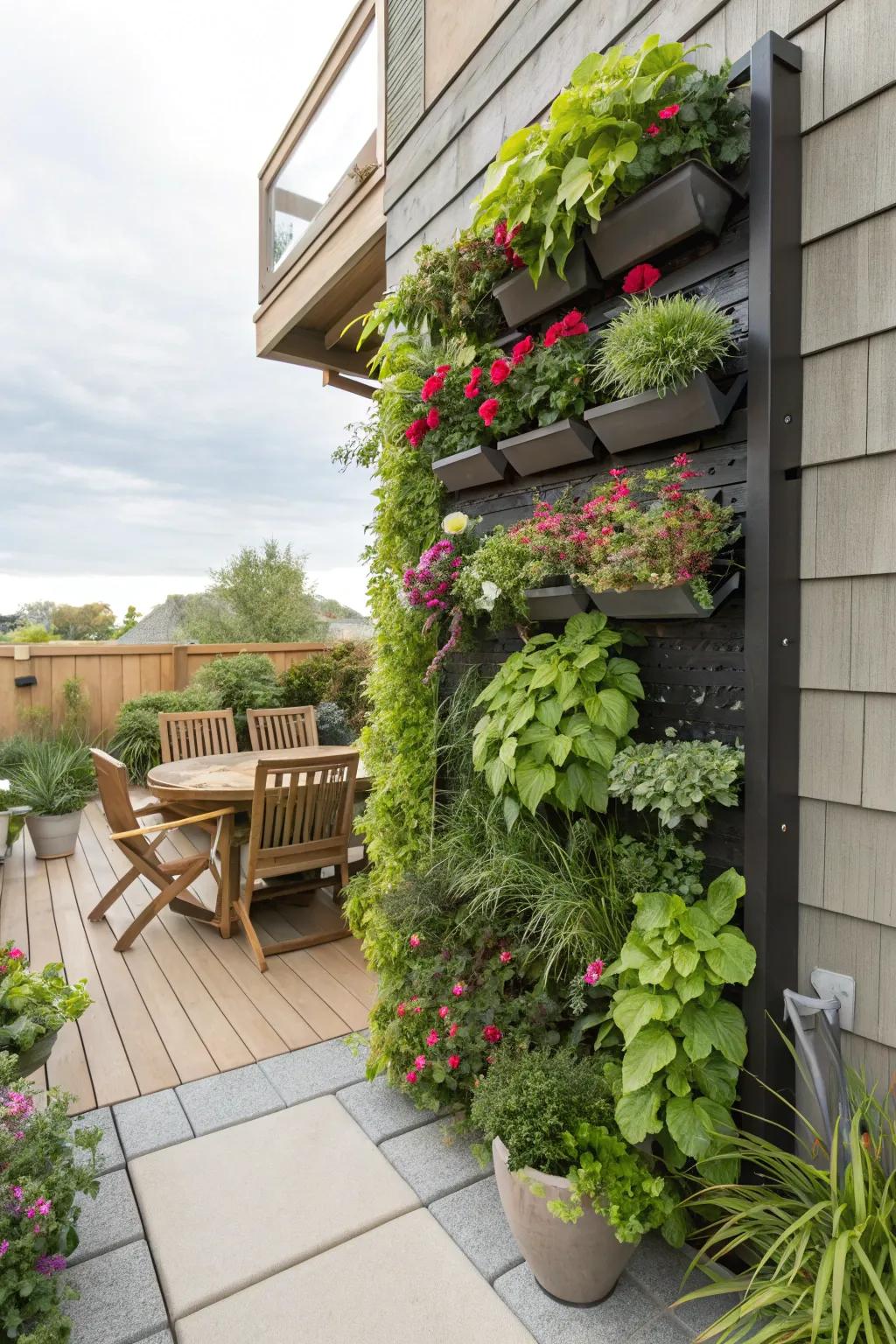A standing garden can maximize greenery in a small space.