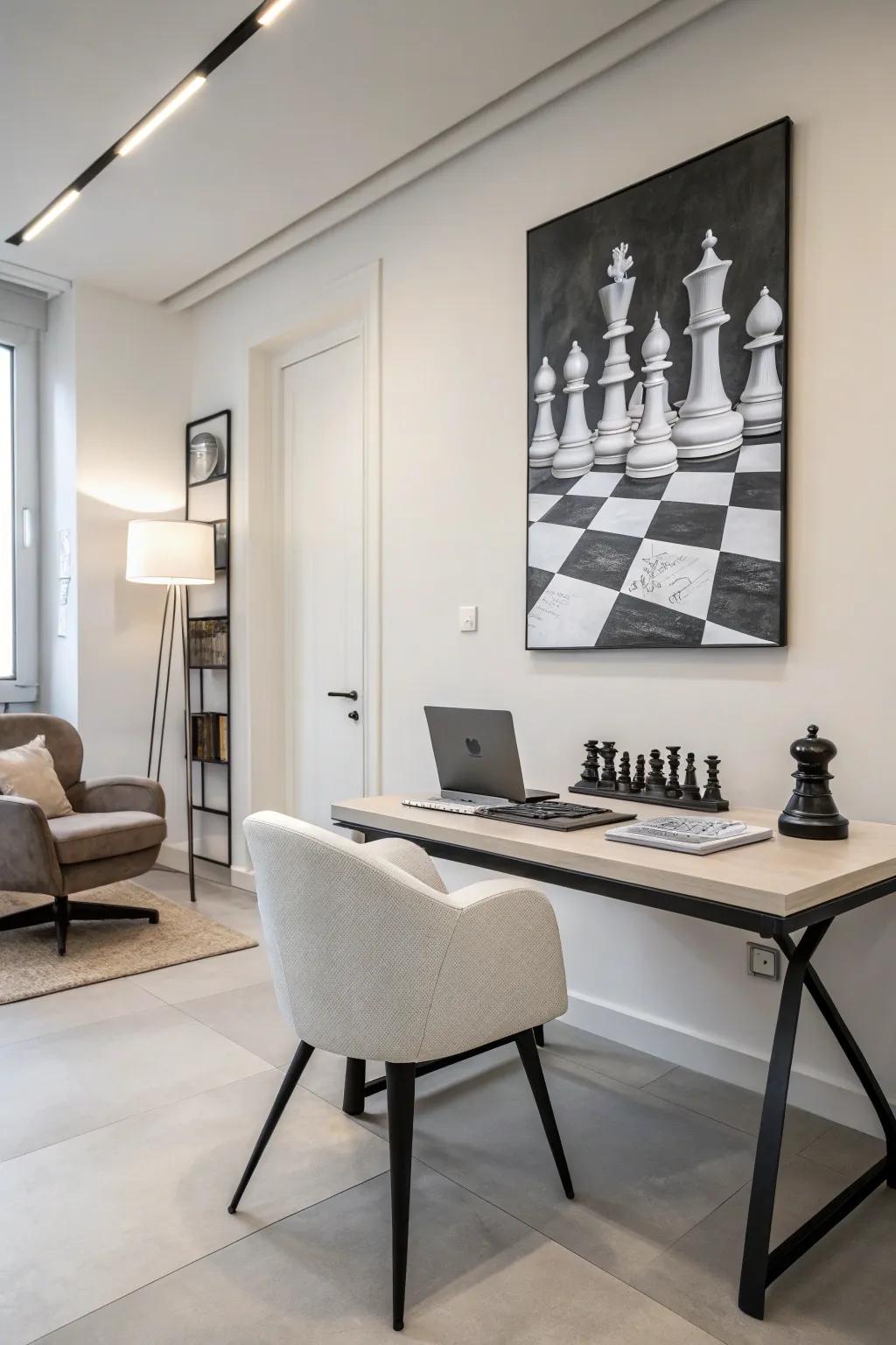 Monochrome chess art exudes a modern and refined aura.