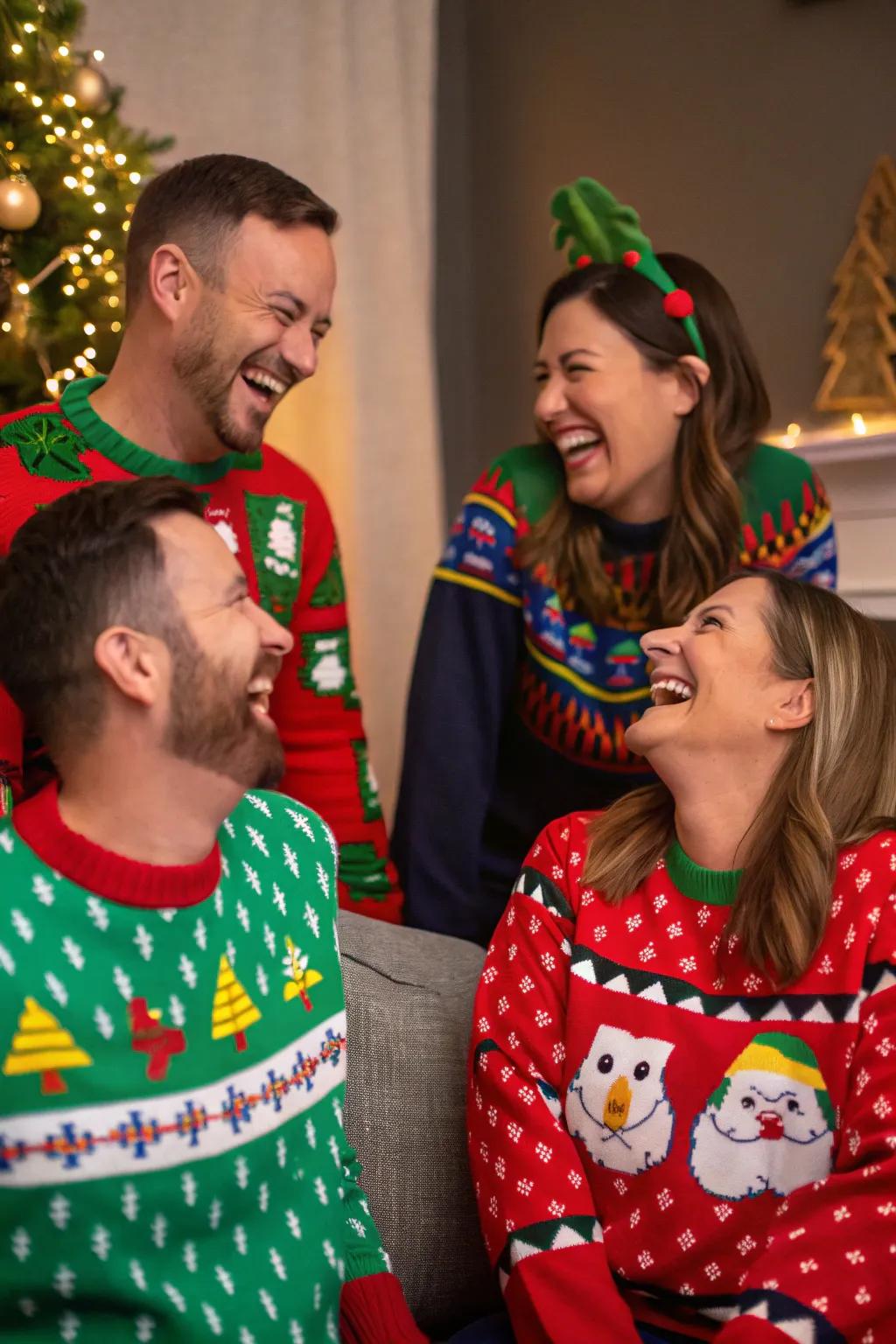 Incorporate humor into your gathering through a tacky pullover competition.