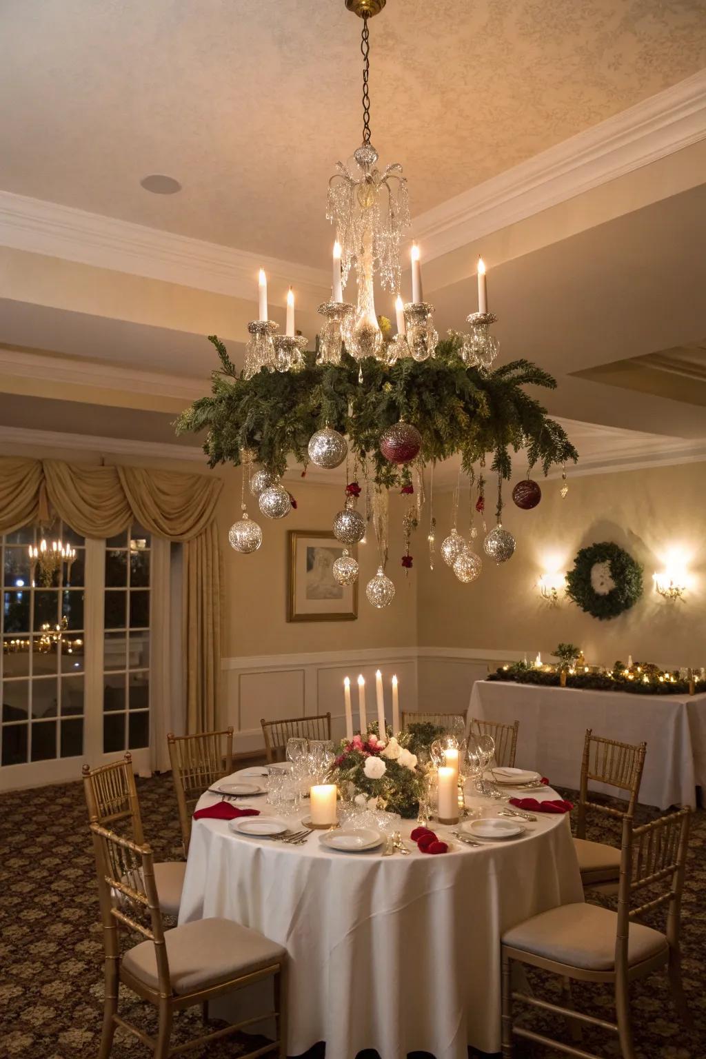 A decoration suspension introduces a festive touch overhead.