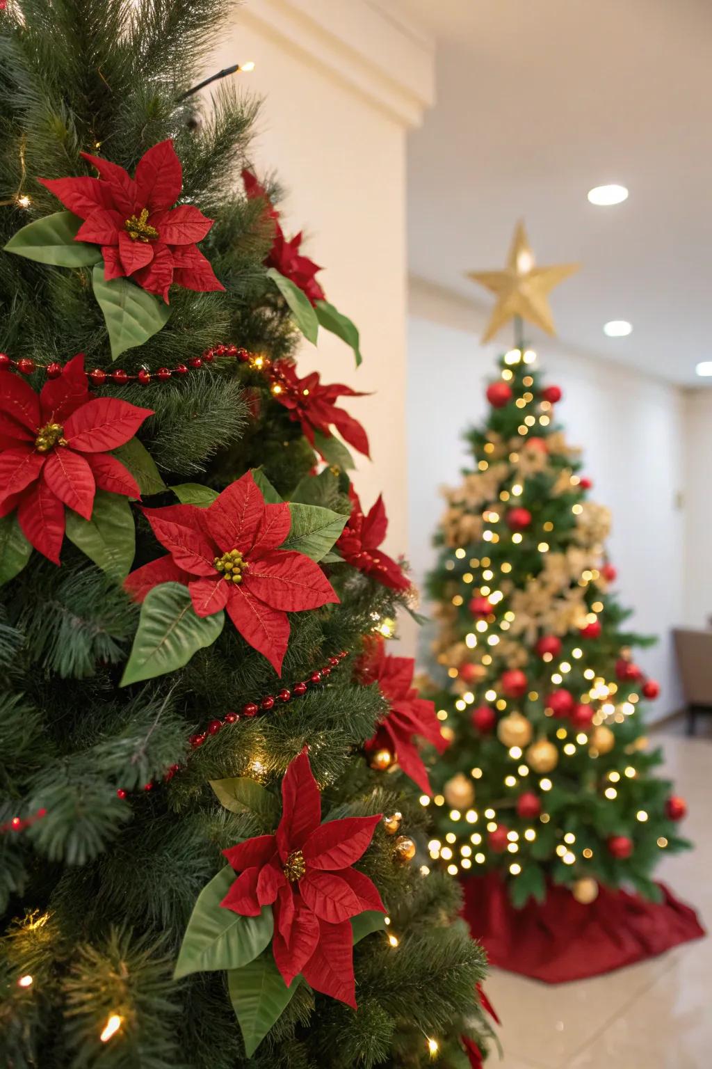 A jolly floral Christmas tree in total blossom.