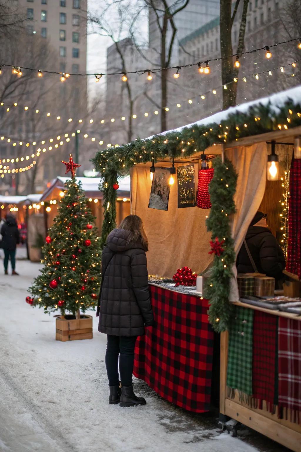 Plaid patterns evoke a snug holiday sensation.