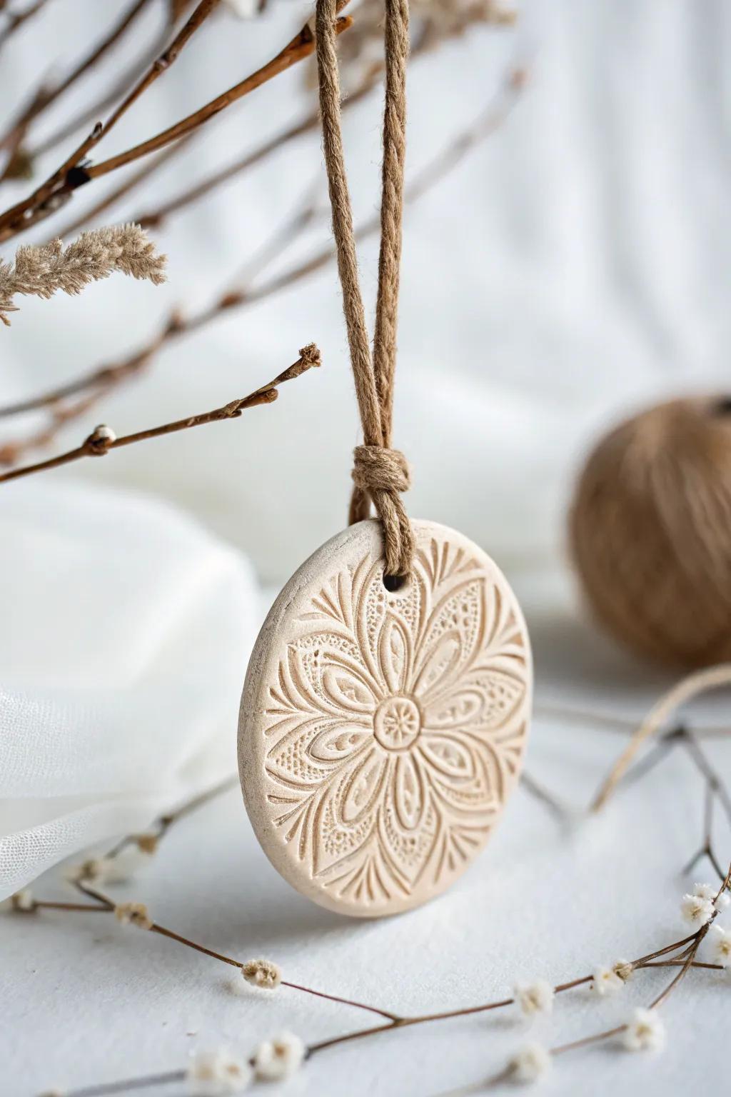 Uncover the artistry of simplicity with raised clay charms—where artistry convenes elegance.