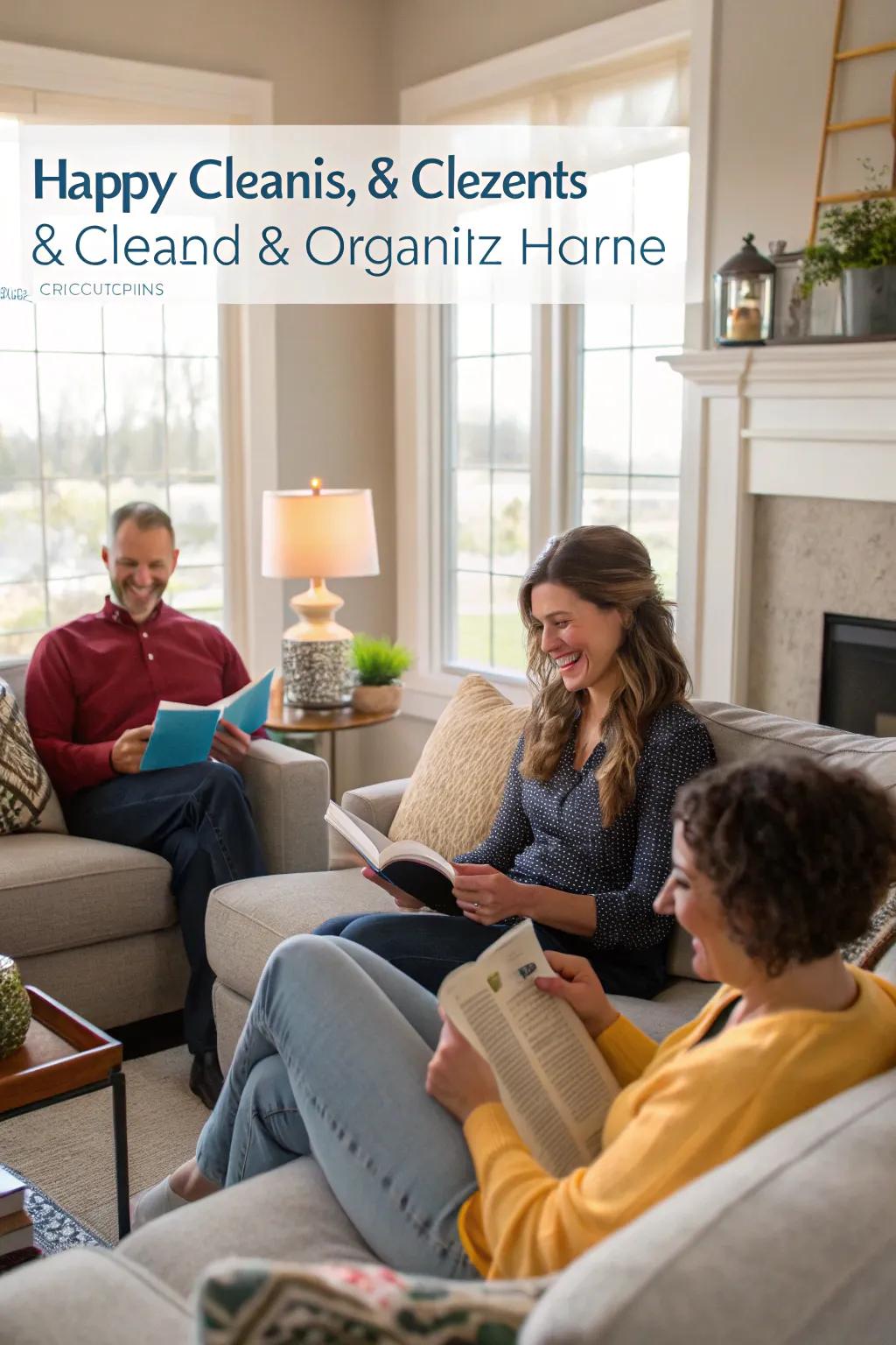 Happy clients in a beautifully clean home.