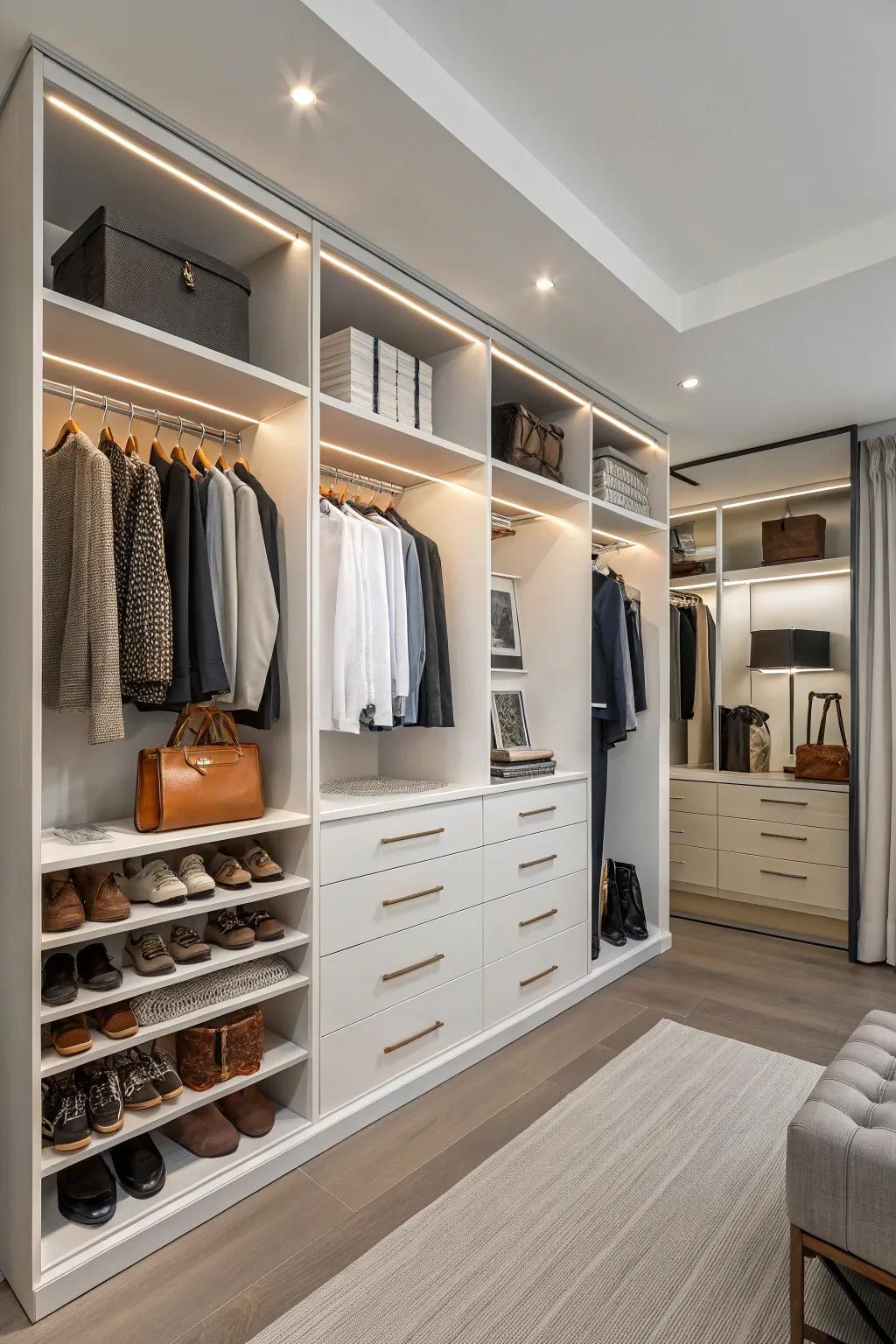 Closet systems offer personalized organization.