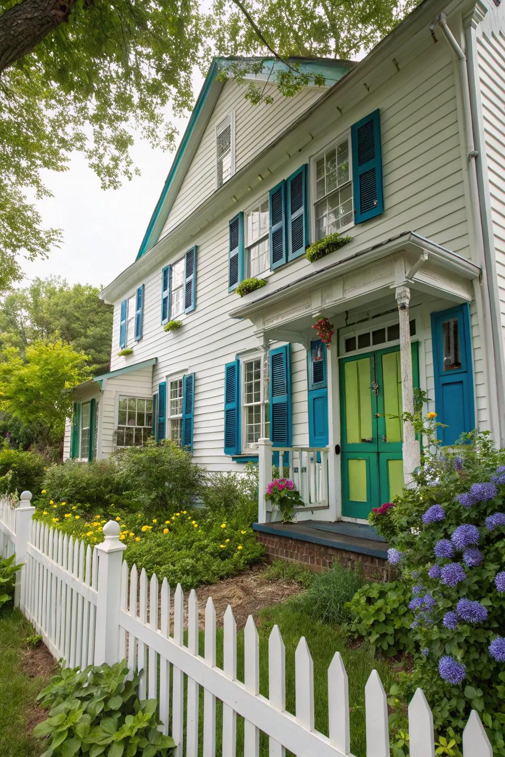 Colonial residence featuring radiant and vivid hue embellishments.