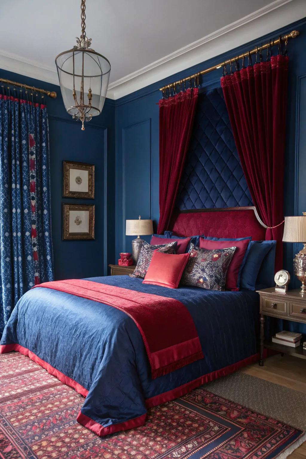 Precious stone tones bring luxury and elegance to this bedroom.
