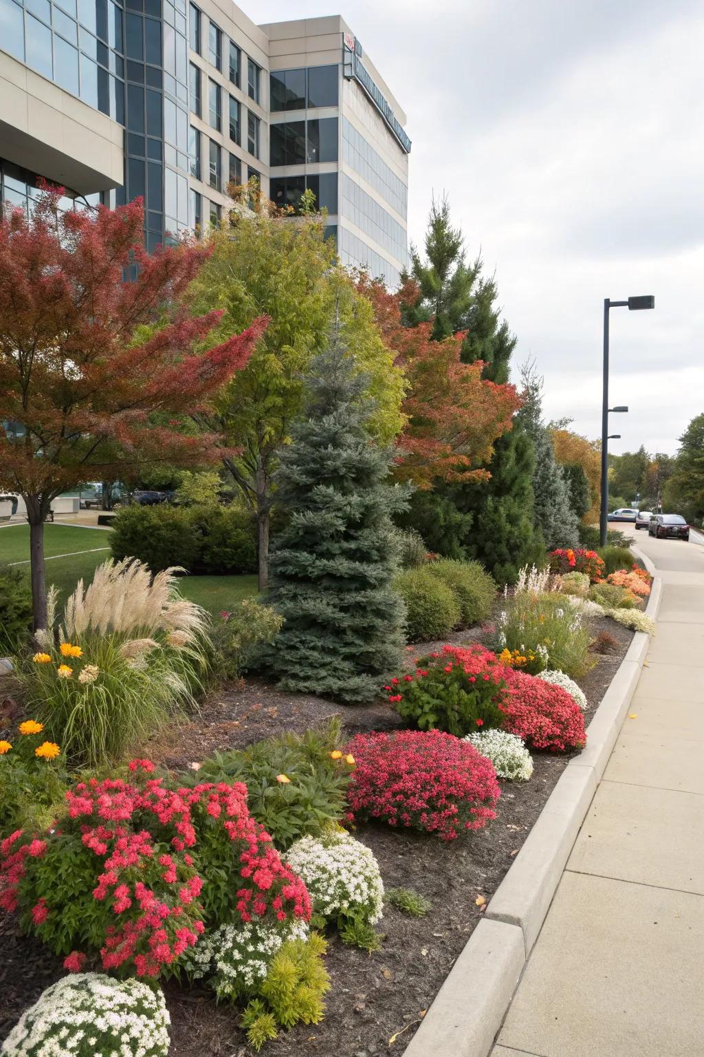 Seasonal planting ensures year-round attraction.
