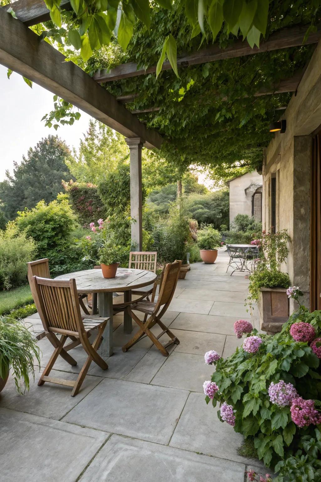 Outdoor patio showcasing the seamless transition of concrete flooring.