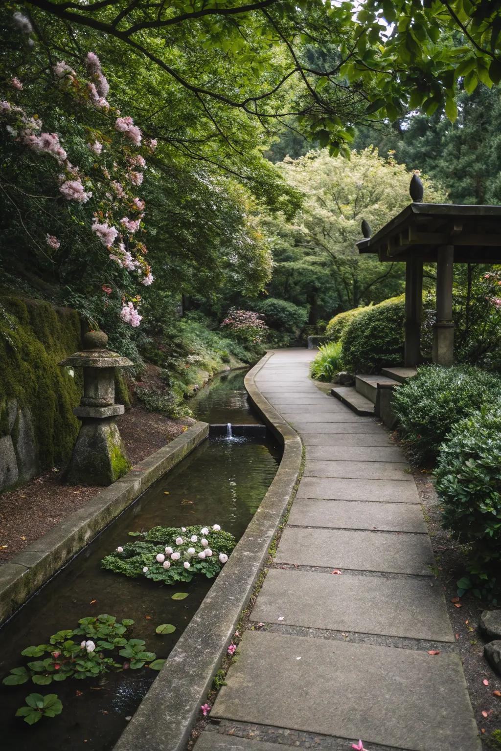 Enhance tranquility using a hydrological element.