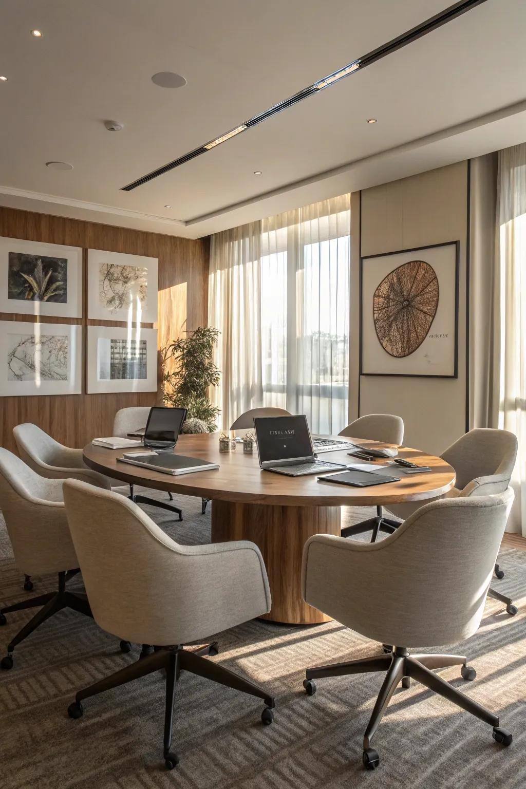 Ergonomic chairs provide comfort and support during meetings.