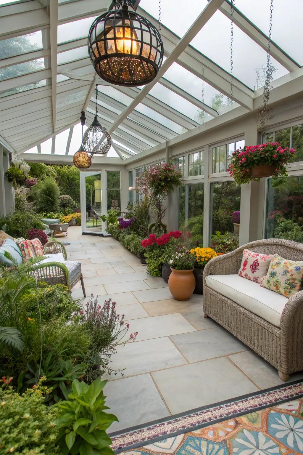 A personalized sunroom echoing distinct style and taste.