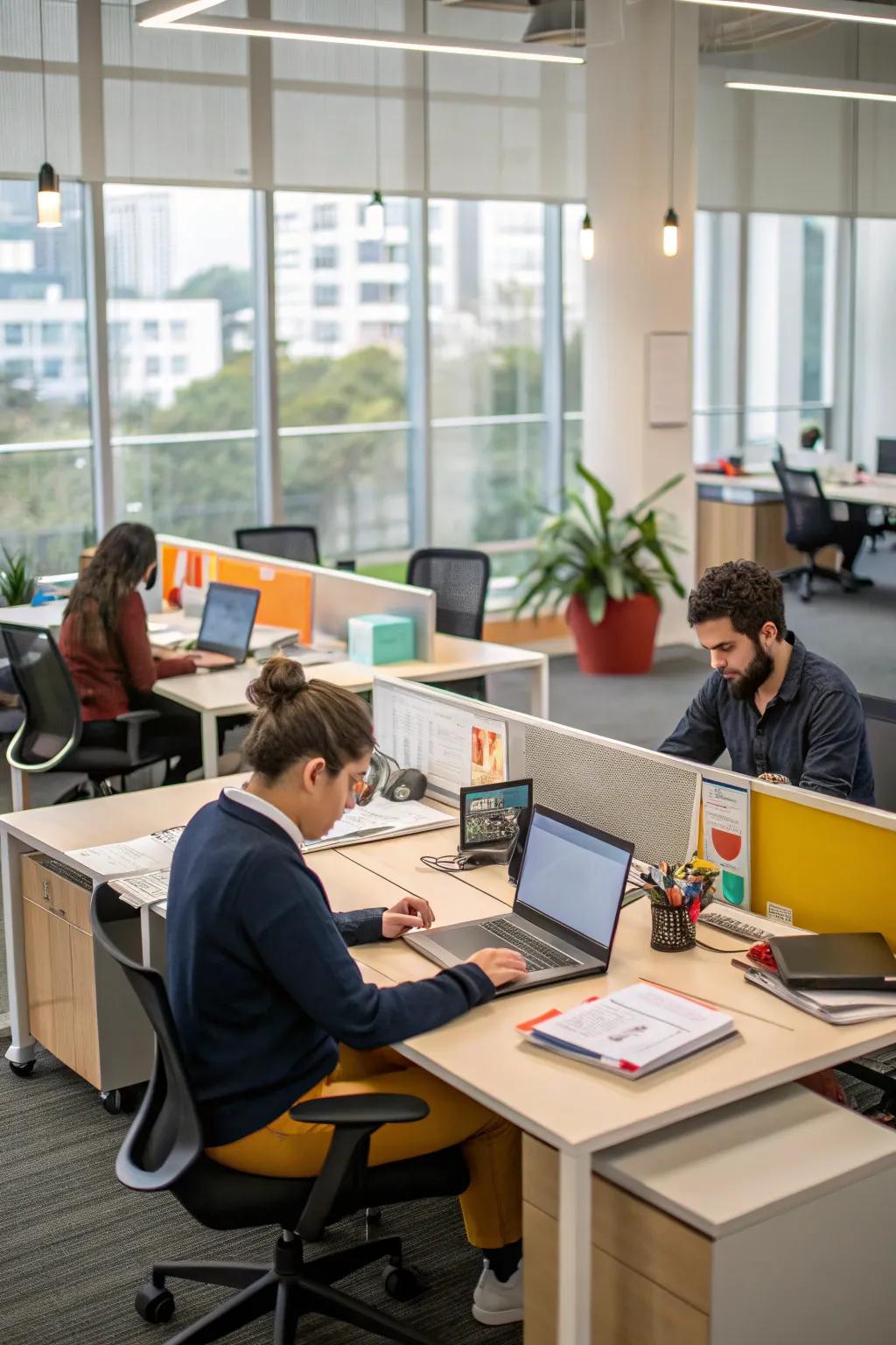 Areas for group activities to promote creativity and cooperation.