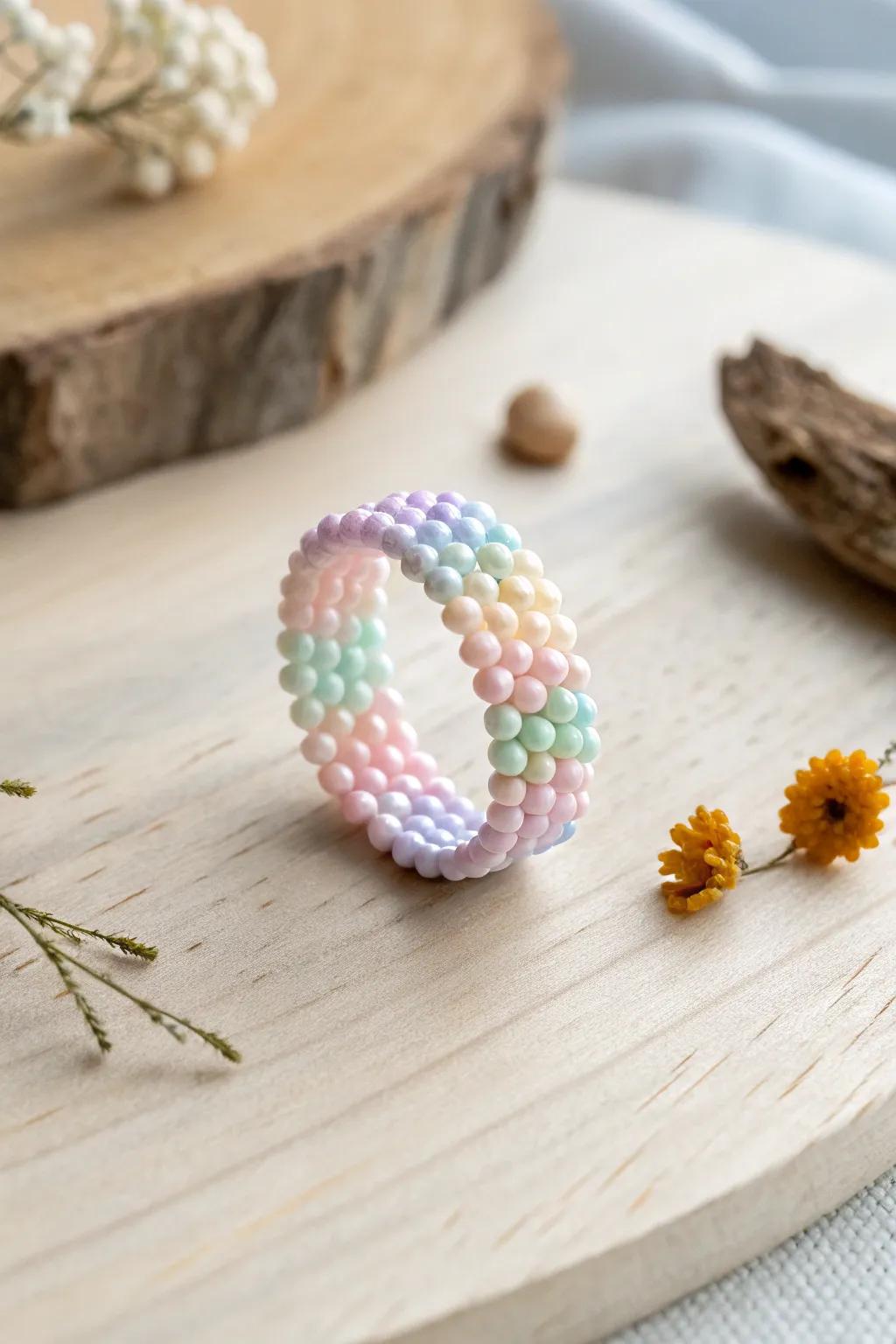 Add a pop of color to your style with this beautifully crafted Kandi finger band, a great mix of simple and boho chic.