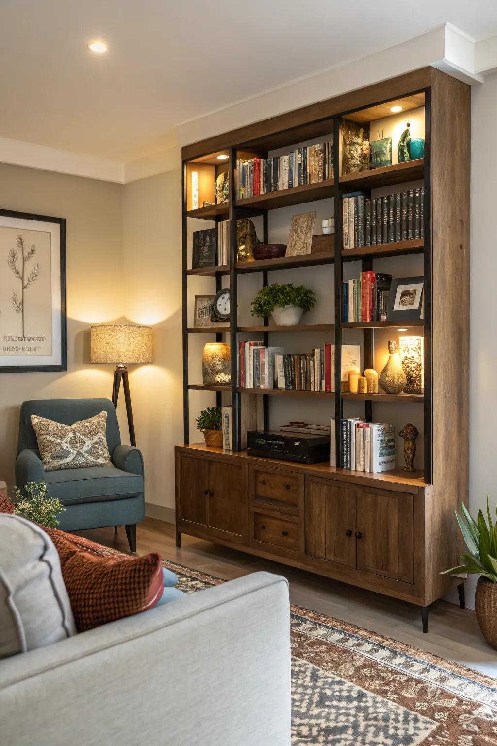 Bookcases add depth and character to your living room.