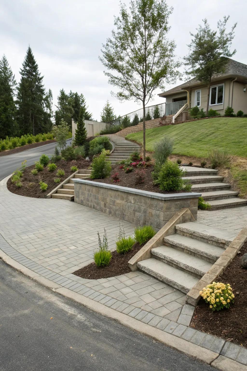 Raised accents adding a dramatic flair to the driveway.