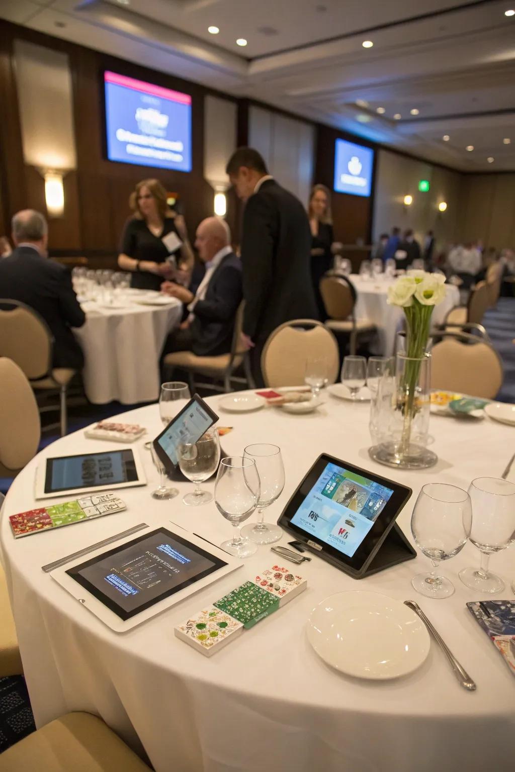 Interactive centerpieces fostering guest action.