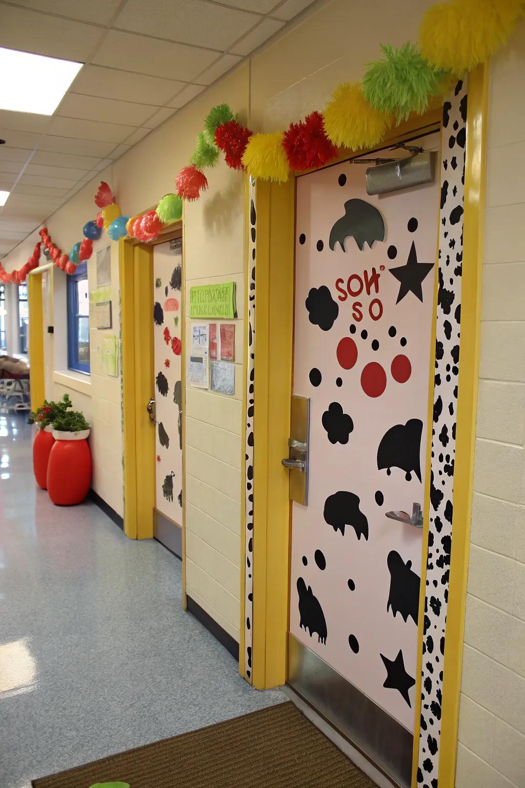 A 'The Udder Best Cohort' door decoration for learning space pride