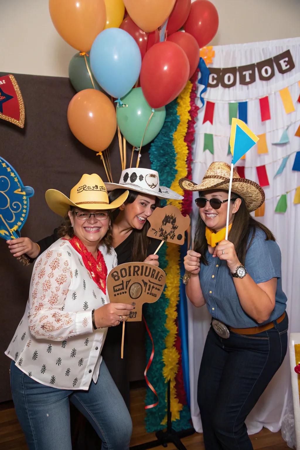 Capture the enjoyment using a snapshot booth packed with Western props.