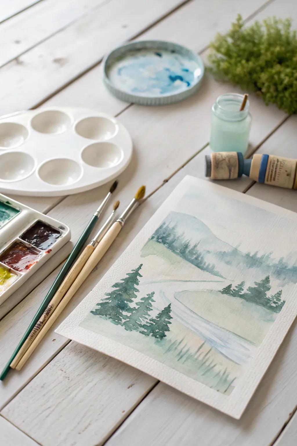 Unleash your creativity with watercolor vistas; let the simplicity of nature fuel your artistic voyage.